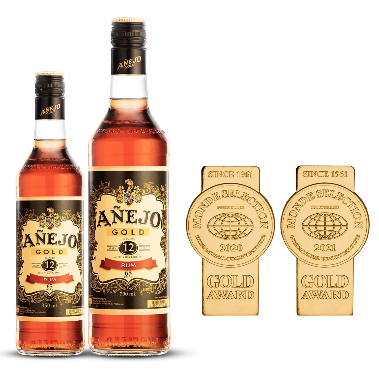 Añejo Gold Rum wins Monde Gold Quality Award anew Ginebra