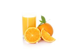 Fresh orange juice isolated on white background