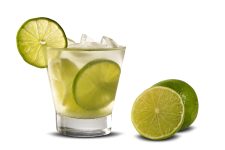 Lemon Fruit Caipirinha of Brazil on white background