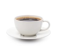 White cup of black coffee isolated on white background with clipping path